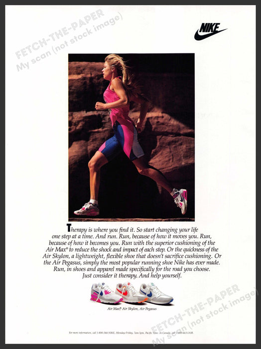 Nike 1990s Magazine Print Advertisement 1990 Legs Running Air Max Skylon Pegasus Nike