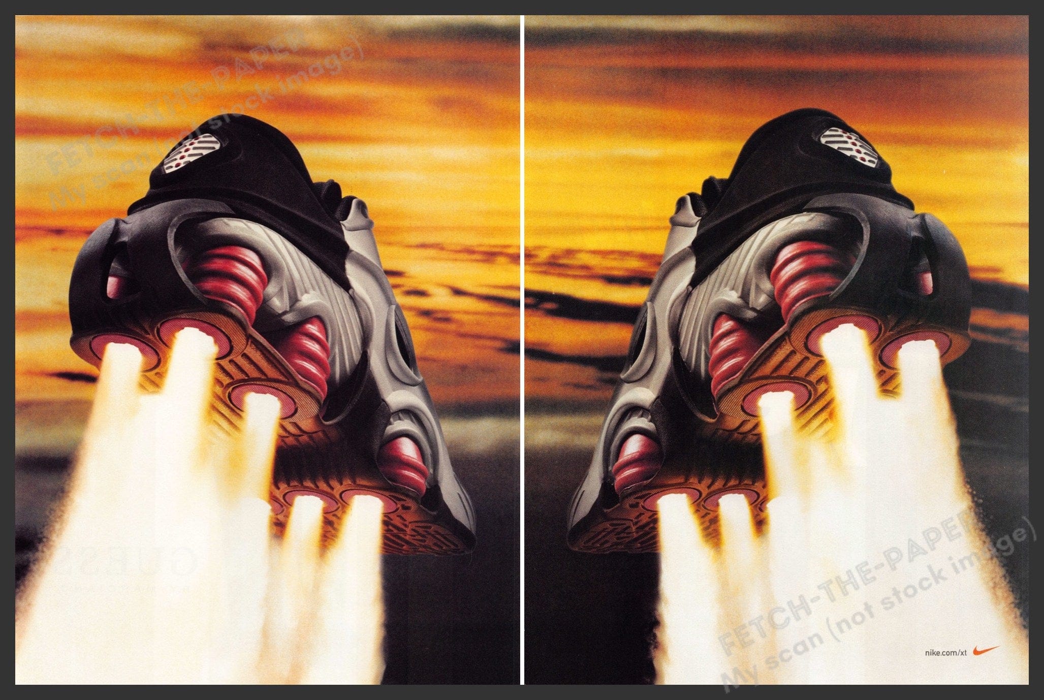 2002 Nike Shox XT Shoes 2-Page Centerfold Print Ad — Fetch-the