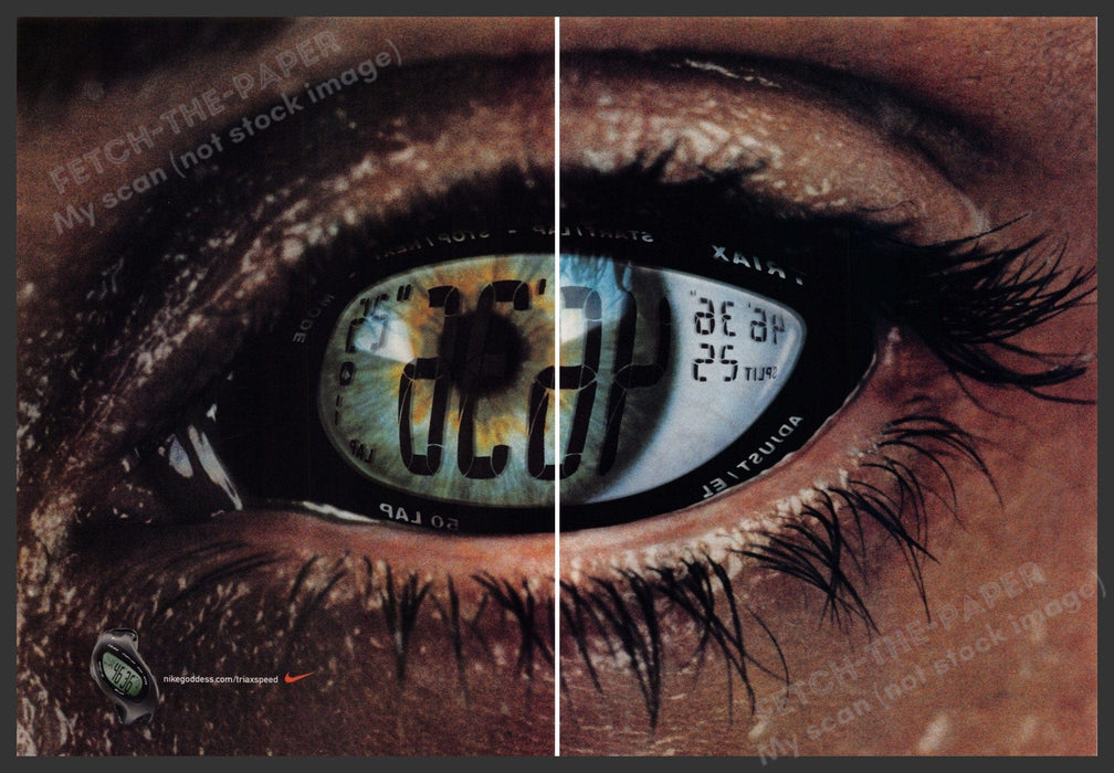 Nike Triax Speed Watch 2000s Print Advertisement (2 page centerfold) 2002 Eyes Fetch-the-Paper
