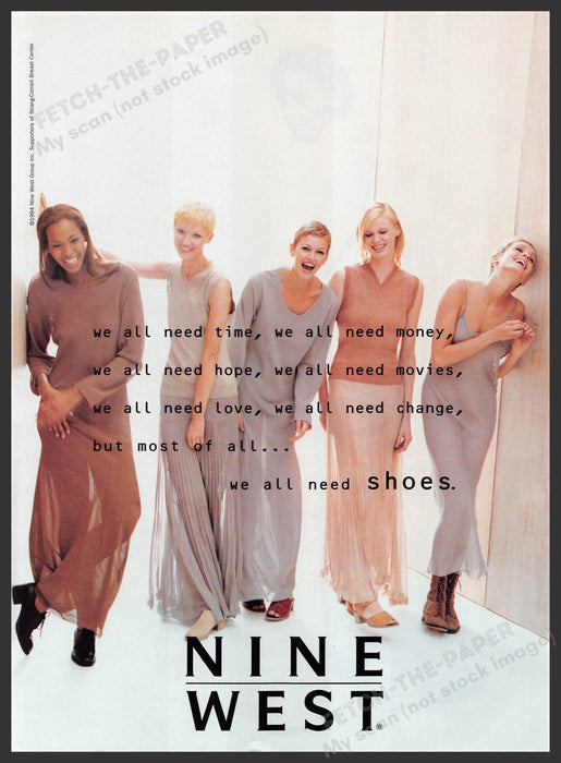 Nine West Shoes 1990s Print Advertisement 1994 Friends Women Long Skirts Fetch-the-Paper