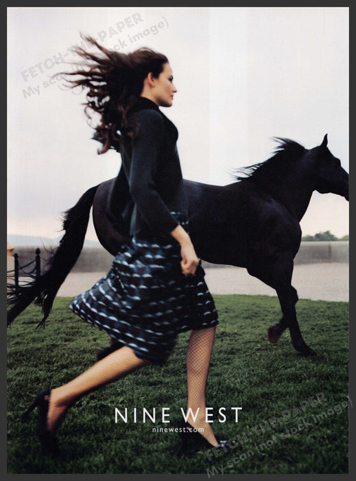 Nine West Shoes Footwear 2000s Print Advertisement 2005 Legs Black Horse Fetch-the-Paper