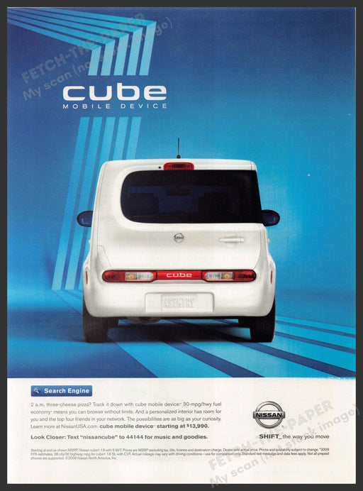 Nissan Cube Car 2000s Print Advertisement Ad 2009 Nissan
