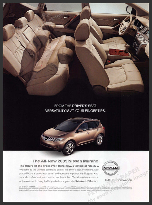 Nissan Murano 2000s Print Advertisement 2008 "Versatility is at your fingertips" Nissan Murano
