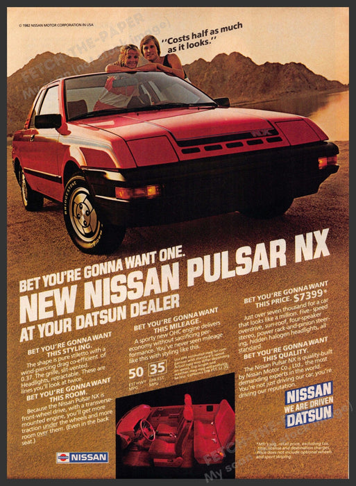 Nissan Pulsar NX 1980s Print Advertisement 1983 Car Datsun Fetch-the-Paper