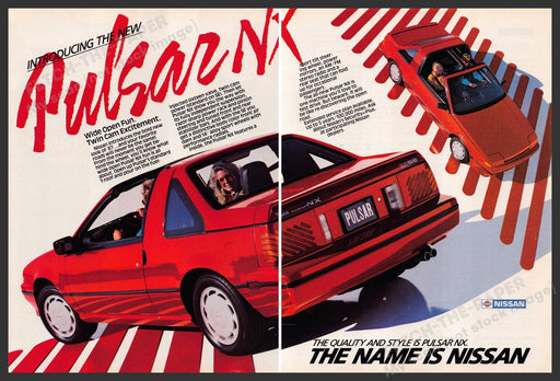 Nissan Pulsar NX 1980s Print Advertisement (2 page) 1987 Red Sports Car Nissan Pulsar NX