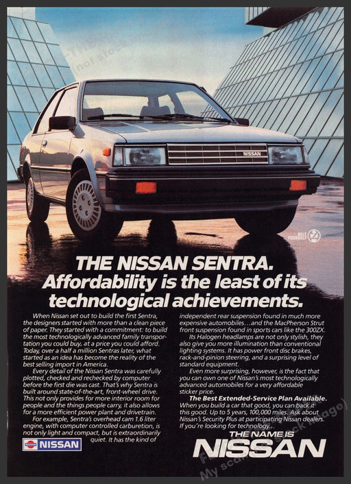 Nissan Sentra Car 1980s Print Advertisement Ad 1985 Technological Achievements Fetch the Paper!
