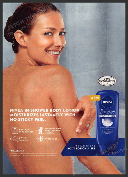Nivea 2010s Print Advertisement Ad 2015 Shower Skin Bare Silky Nivea