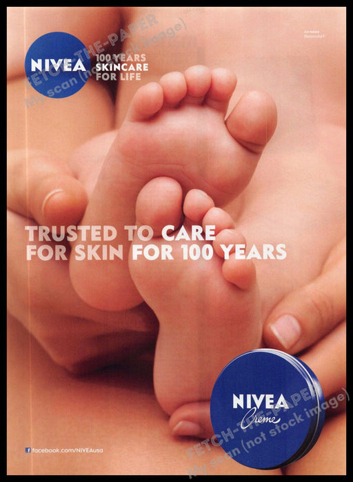 Nivea Creme 2010s Magazine Print Ad 2011 Skin Baby Toddlers Feet & Toes Nivea