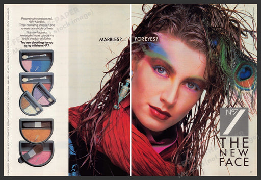 No. 7 Cosmetics New Marbles Color 1980s Print Advertisement (2 pages) 1986 Fetch-the-Paper