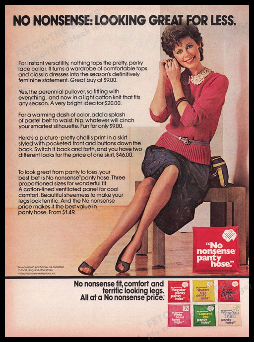 No Nonsense Pantyhose Hosiery 1980s Print Advertisement Ad 1980 Great Legs Fetch the Paper!