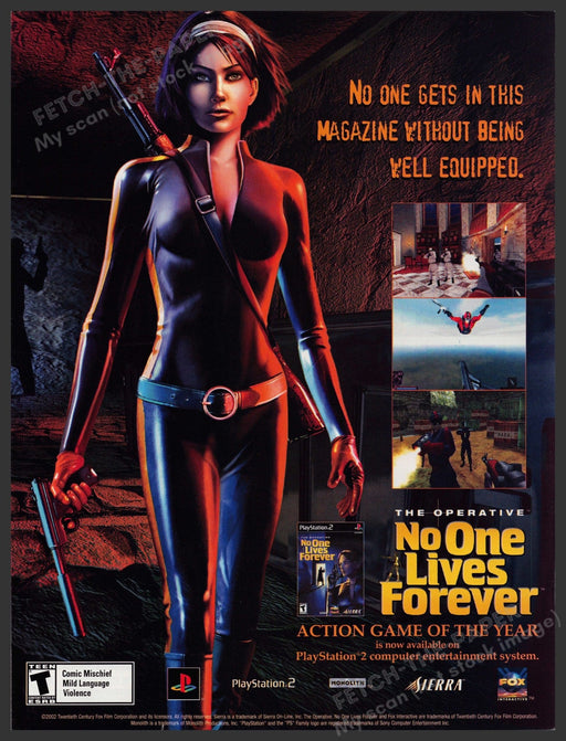 No One Lives Forever Video Game 2000s Print Advertisement 2002 Fetch-the-Paper