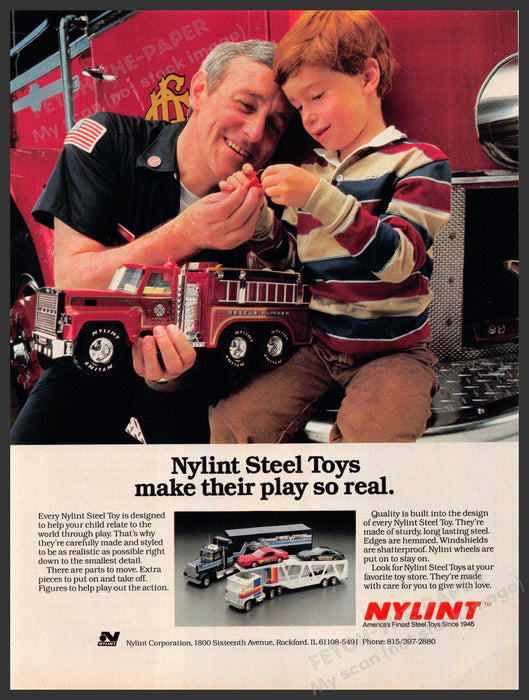 Nylint 1980s Print Advertisement 1984 Steel Toy Trucks Fire Play Nylint
