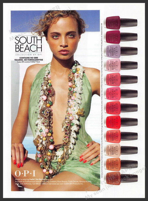 O.P.I. South Beach 2000s Print Advertisement 2009 Nail Polish Stunning Eyes Fetch-the-Paper
