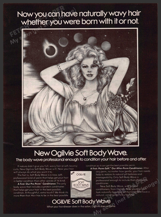 Ogilvie Soft Body Wave Hair 1970s Print Advertisement 1979 Planets Moon Ogilvie