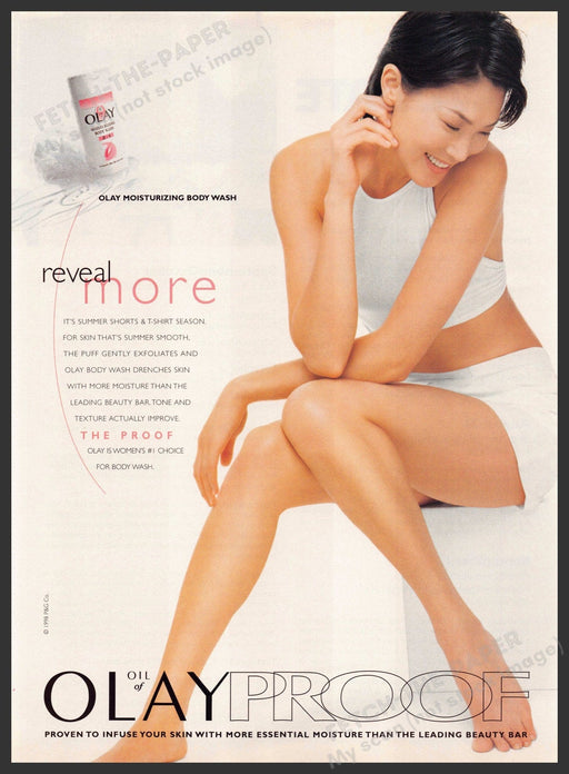 Oil of Olay 1990s Magazine Print Advertisement 1998 Proof Legs "Reveal more" Oil of Olay