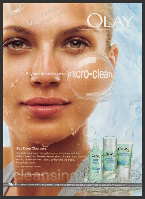 Olay 2000s Magazine Print Advertisement 2009 Deep Micro Cleansers Wet Face Skin Olay
