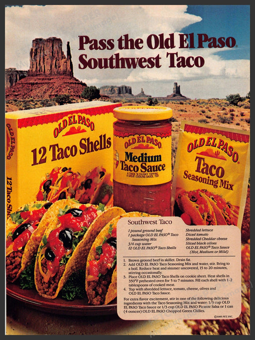Old El Paso 1980s Magazine Print Advertisement 1986 Southwest Monument Valley Old El Paso