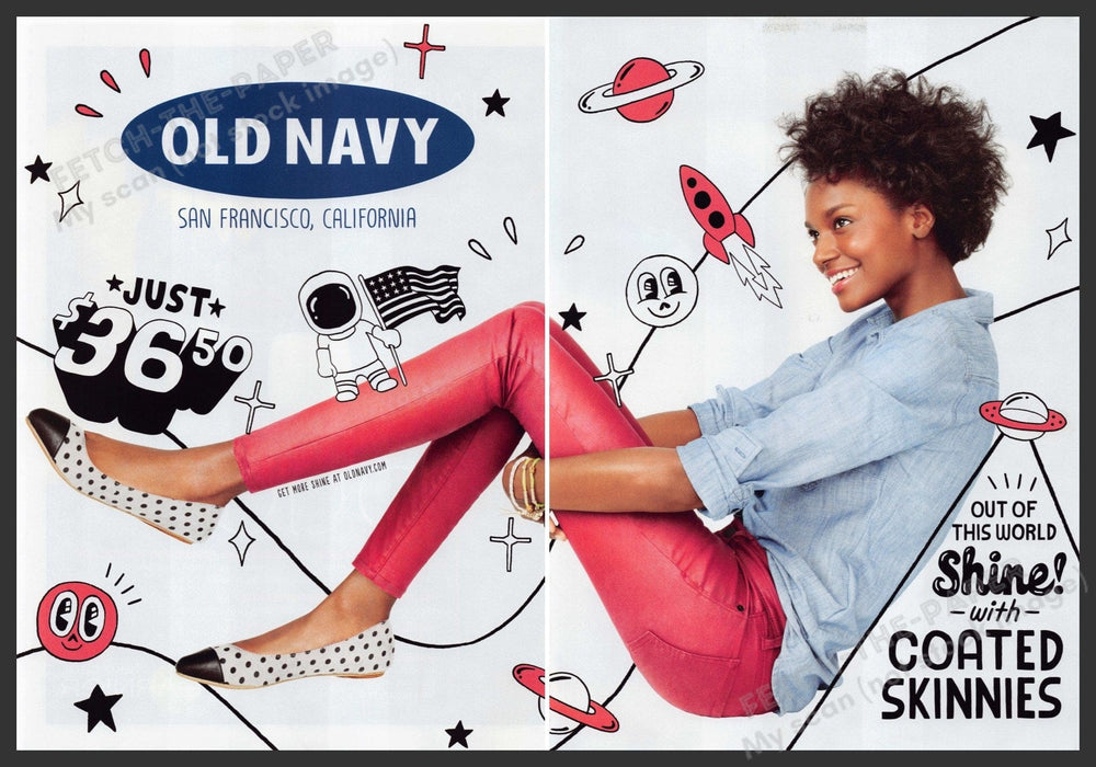Old Navy Coated Skinnies Clothing 2000s Print Advertisement Ad (2 pages) 2013 Fetch the Paper!