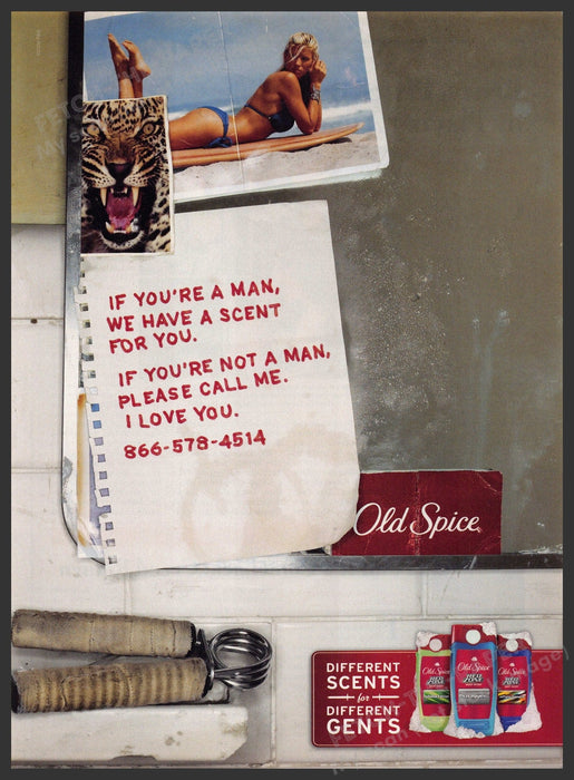 Old Spice 2000s Print Advertisement Ad 2009 Girl Bikini Sand Man Scent Old Spice