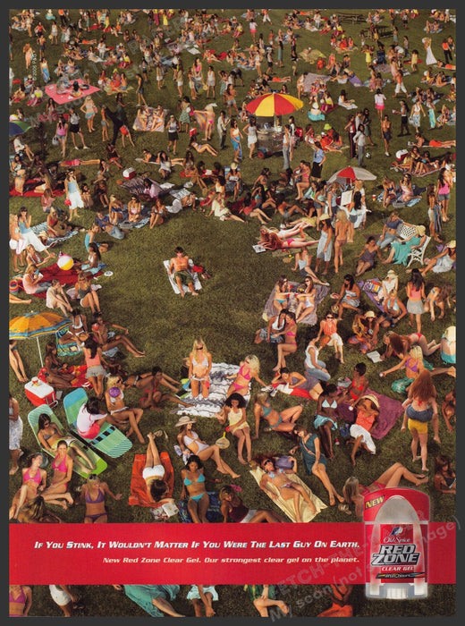 Old Spice Red Zone Deodorant 2000s Print Advertisement Ad 2006 Bikinis Outdoor Fetch-the-Paper