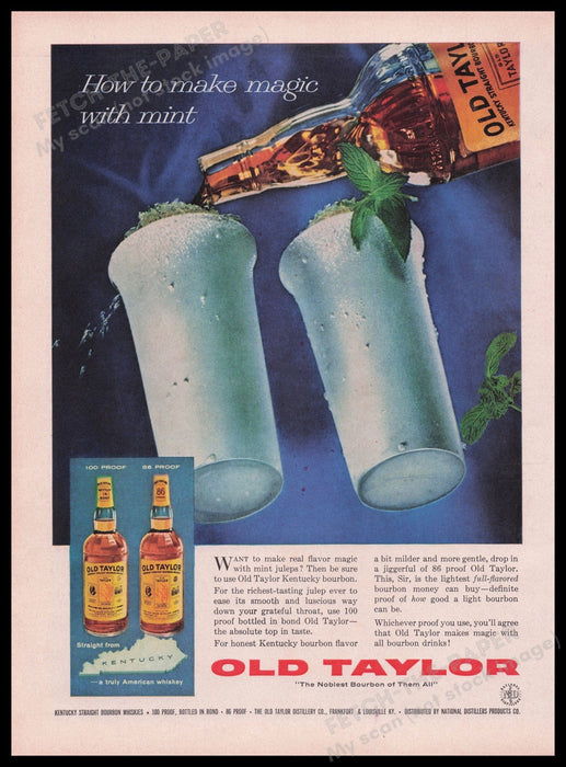 Old Taylor Bourbon Kentucky 1950s Print Advertisement Ad 1959 Fetch the Paper!