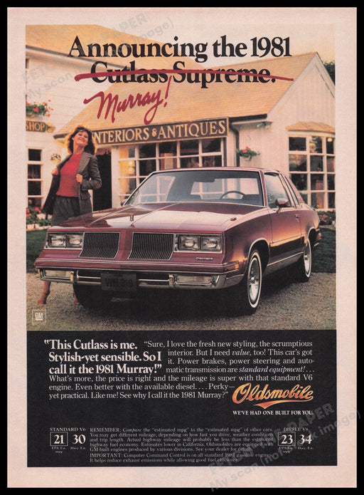 Oldsmobile Cutlass Murray Car 1980s Print Advertisement Ad 1980 Fetch the Paper!