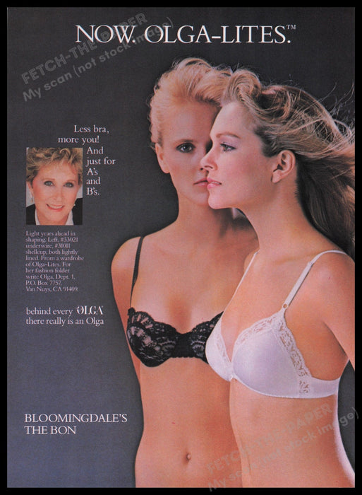 Olga Lingerie 1980s Print Advertisement Ad 1987 Bra Olga-Lites Fetch the Paper!