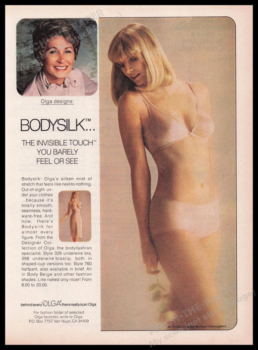 Olga Lingerie Bra Panty 1980s Print Advertisement Ad 1980 Bodysilk Fetch the Paper!