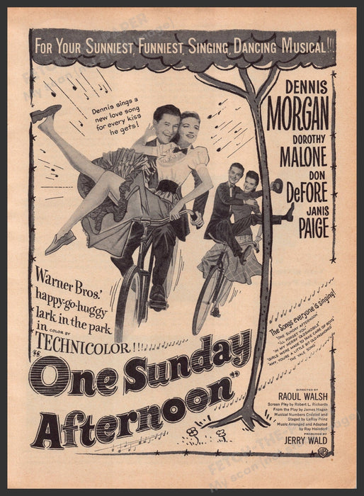 "One Sunday Afternoon" Movie Release 1940s Print Advertisement Ad 1949 Fetch-the-Paper