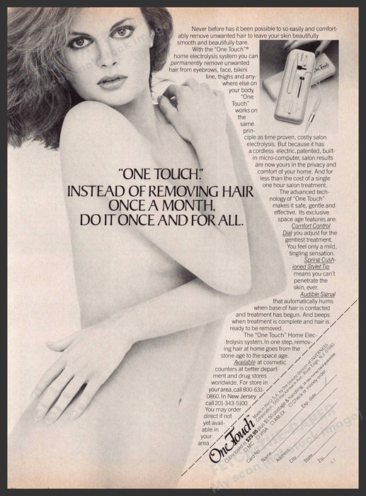 One Touch 1980s Magazine Print Advertisement 1981 Bare Body Fetch-the-Paper