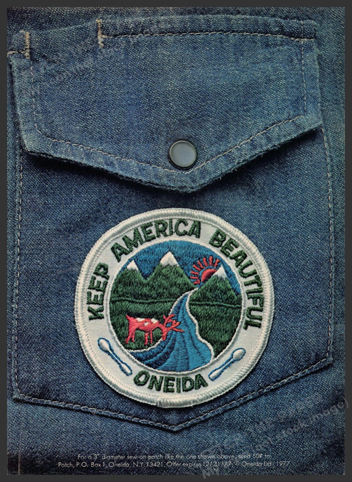 Oneida 1970s Print Advertisement 1977 Green "Keep America Beautiful" Oneida