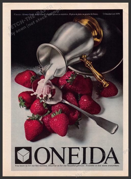 Oneida American Colonial Pattern 1980s Print Advertisement 1981 Strawberries Oneida