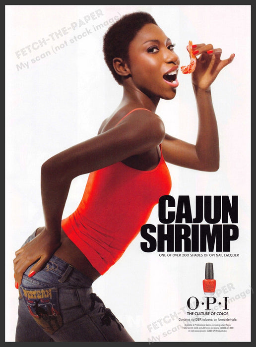 OPI Cajun Shrimp 2000s Print Advertisement 2007 Nails Eating Taking a Bite Fetch-the-Paper