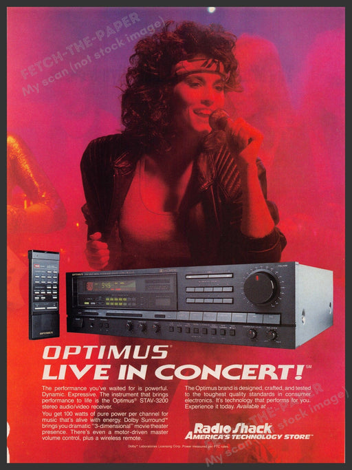 Optimus STAV-3200 Receiver 1990s Print Advertisement 1990 Radio Shack Fetch-the-Paper