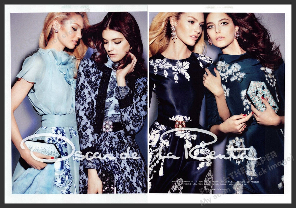 Oscar de la Renta 2010s Print Ad 2012 Candice Swanepoel & Katryn Kruger Fetch-the-Paper