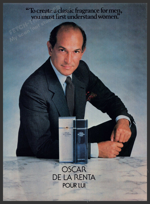 Oscar de la Renta Pour Lui 1980s Print Advertisement Ad 1982 Fetch the Paper!