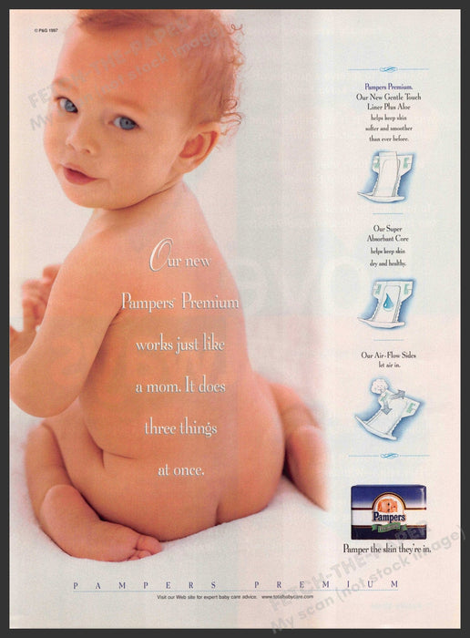 Pampers Premium 1990s Print Advertisement Ad 1998 Sweet Baby Pampers