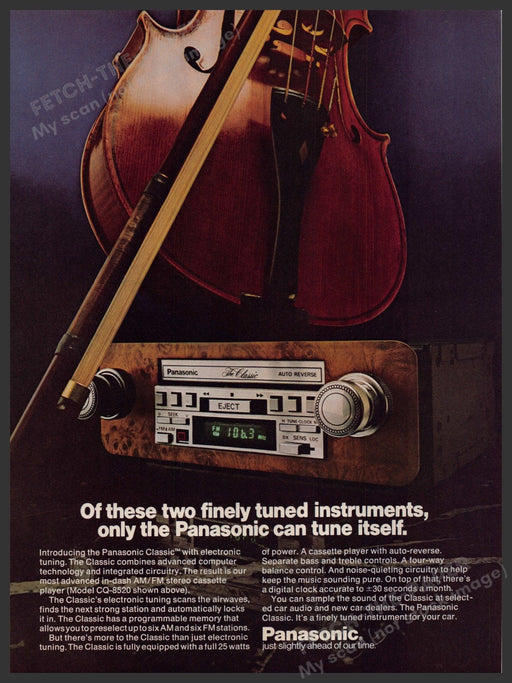 Panasonic Classic CQ-8520 AM/FM Stereo Cassette 1970s Print Advertisement 1978 Fetch-the-Paper
