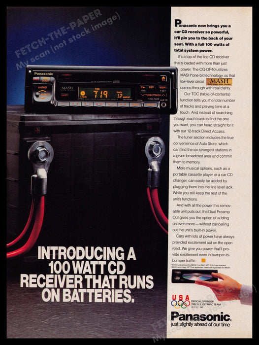 Panasonic CQ-DP40 Car CD Receiver 1990s Print Advertisement Ad 1992 Fetch-the-Paper