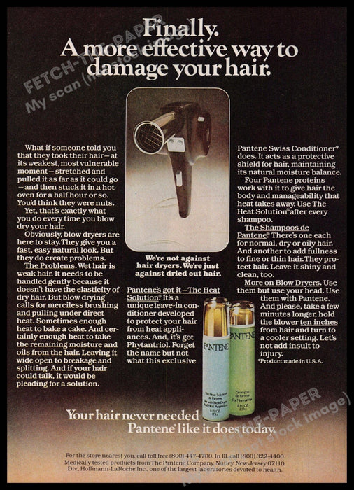 Pantene 1970s Print Advertisement 1977 Fix Damaged Hair Pantene