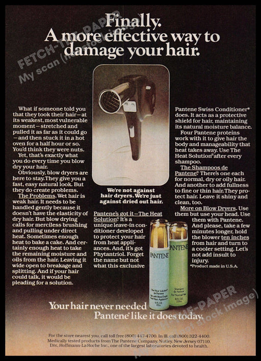 Pantene 1970s Print Advertisement 1977 Fix Damaged Hair Pantene