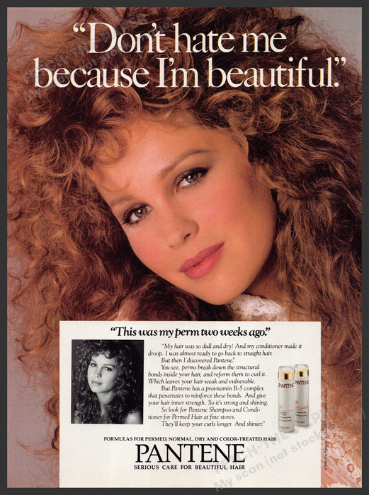 Pantene 1980s Print Advertisement Ad 1987 Curly Big Permed Hair Pantene