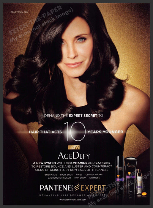 Pantene Courtney Cox 2000s Print Advertisement 2013 AgeDefy Fetch-the-Paper