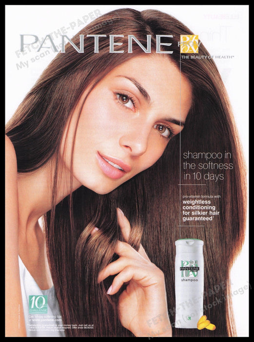 Pantene Hair Silky 2000s Print Advertisement Ad 2003 Sexy Brunette Fetch the Paper!