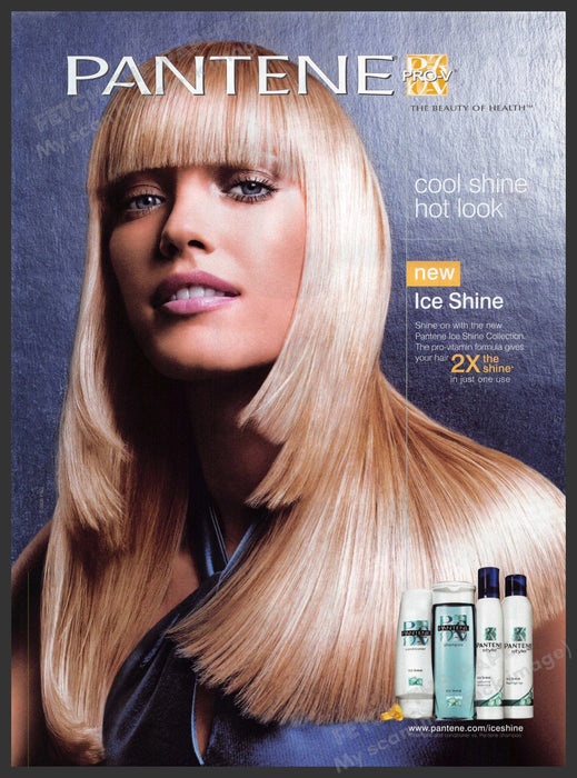 Pantene Ice Shine 2000s Print Advertisement Ad 2006 Bangs Blunt Cut Pantene