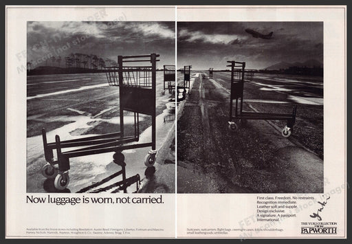 Papworth The Yuki Collection Luggage 1980s Print Advertisement Ad (2 pages) 1982 Fetch the Paper!