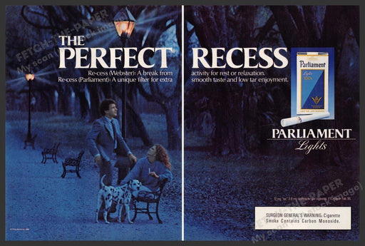 Parliament Lights 1980s Print Advertisement (2 pages) 1986 Dalmatian Dog Parliament Lights