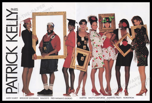 Patrick Kelly Clothing 1980s Print Advertisement (2 pages) 1989 Legs Models Fetch the Paper!