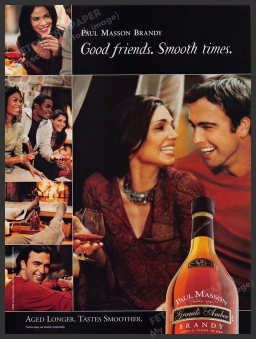 Paul Masson Brandy 2000s Print Advertisement Ad 2002 "Good Friends Smooth Times" Fetch-the-Paper