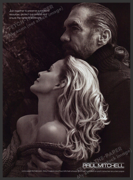 Paul Mitchell with Wife 2000s Print Advertisement 2007 Hair Embrace Hug Fetch-the-Paper